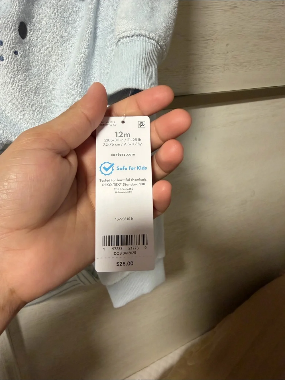 Carter's Light Blue Plush Baby Joggers with Bear Face